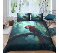 UNRXJZLVM 3D Parrot Forest Duvet Cover Microfiber Teen Room Bedding