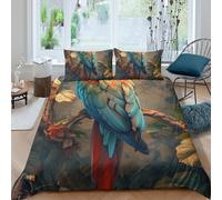 UNRXJZLVM 3D Parrot Print Duvet Cover Microfiber Bedding Teens Decor