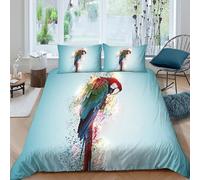 UNRXJZLVM 3D Parrot Print Duvet Cover Microfiber Student Bedding