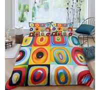 UNRXJZLVM 3D Printed Abstract Colourful Doodle Microfiber Duvet Cover Set Geometric Bedding for Adults, Bedroom Decor, Soft All-Season Comfort Single（140x200cm）