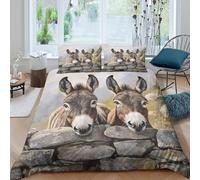 UNRXJZLVM 3D Printed Animal Funny Donkey Duvet Cover Microfiber Cute Bedroom Decor Farm Animals Bedding Set Soft Breathable for Home, Dorm, Gift King（220x240cm）