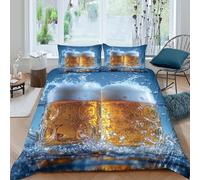 UNRXJZLVM 3D Printed Beer Foam Pattern Duvet Cover Microfiber Comforter Set Soft Breathable Bedding Set for Adults Bedroom Decor King（220x240cm）