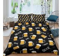 UNRXJZLVM 3D Printed Beer Pattern Duvet Cover Microfiber Bedroom Decor Beer Style Bedding Set Soft Breathable for Adult Teen Room Double（200x200cm）