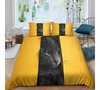 UNRXJZLVM 3D Printed Black Cat Duvet Cover Microfiber Bedding Set Soft Breathable Bedroom Decor Cat Pattern Quilt Cover for Adults Teens King（220x240cm）