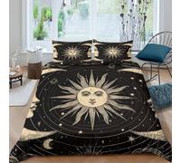 UNRXJZLVM 3D Printed Boho Sun Moon Duvet Cover Microfiber Bedroom Decor Celestial Bedding Set Soft All Season for Home Double（200x200cm）