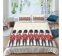 UNRXJZLVM 3D Printed British Guard Duvet Cover Microfiber Soft Bedding Set Royal Soldier Pattern Bedroom Decor Breathable for Adults Teens Single（135x200cm）