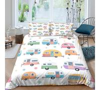 UNRXJZLVM 3D Printed Camper Design Microfiber Duvet Cover Bedroom Decor Caravan Bedding Set Soft Breathable for Home Single（135x200cm）
