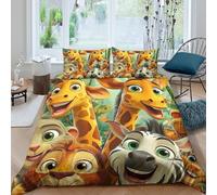 UNRXJZLVM 3D Printed Cartoon Animal Microfiber Duvet Cover Soft Bedroom Decor Zoo Themed Bedding Set for Home Single（140x200cm）