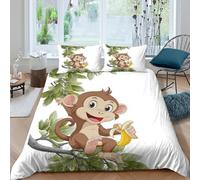 UNRXJZLVM 3D Printed Cartoon Monkey Ultra Soft Microfiber Duvet Cover Set Bedroom Decor Animal Bedding Set Breathable for Adults Teenagers Super king（260x220cm）