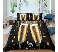 UNRXJZLVM 3D Printed Champagne Glasses Duvet Cover Microfiber Bedroom Decor Sparkling Champagne Bedding Set Soft Breathable Gift Super king（260x220cm）