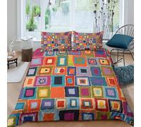 UNRXJZLVM 3D Printed Colorful Geometric Duvet Cover Microfiber Bedroom Decor Multicolor Patchwork Bedding Set Skin-Friendly Soft for Home Double（200x200cm）