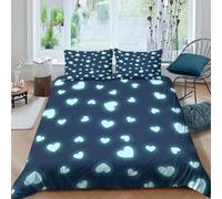 UNRXJZLVM 3D Printed Cosy Microfiber Glowing hearts Quilt Cover All Season Bedding Sets with Matching Pillowcase Night sky design Duvet Cover All Season for Bedroom Decoration Single（140x200cm）