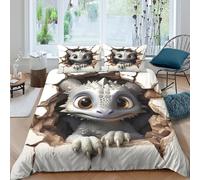 UNRXJZLVM 3D Printed Cute Dragon Duvet Cover Microfiber Bedroom Decor Cartoon Dragon Bedding Set Skin-Friendly Breathable for Adults Teens Single（140x200cm）