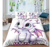 UNRXJZLVM 3D Printed Cute Dragon Duvet Cover Microfiber Bedroom Decor Cartoon Dragon Bedding Set Soft Breathable for Adults Teens Single（135x200cm）