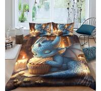 UNRXJZLVM 3D Printed Cute Dragon Duvet Cover Set Microfiber Bedroom Decor Fantasy Animal Bedding Set Soft Breathable for Adults Teens King（220x240cm）