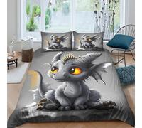 UNRXJZLVM 3D Printed Cute Dragon Microfiber Duvet Cover Bedroom Decor Dragon Themed Bedding Set for Adults Teens King（220x240cm）