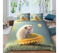 UNRXJZLVM 3D Printed Cute Hedgehog Microfiber Duvet Cover for Adults Bedroom Decor Hedgehog Bedding Set Soft Breathable Gift Single（140x200cm）