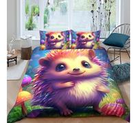 UNRXJZLVM 3D Printed Cute Hedgehog Microfiber Duvet Cover for Adults Teens, Animal Pattern Bedding Set, Soft Breathable Bedroom Decor King（220x240cm）