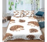 UNRXJZLVM 3D Printed Cute Hedgehog Microfiber Duvet Cover Soft Bedroom Decor Hedgehog Bedding Set Breathable for Adults Teens Home Single（140x200cm）
