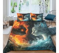 UNRXJZLVM 3D Printed Elemental Cat Pattern Duvet Cover Microfiber Soft All Season Bedroom Decor Cat Bedding Set Breathable for Adults Teens Home King（220x240cm）