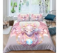 UNRXJZLVM 3D Printed Fantasy Dragon Duvet Cover Microfiber Bedroom Decor Cute Dragon Bedding Set Soft Breathable for Adults Teens Gift Single（135x200cm）