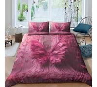 UNRXJZLVM 3D Printed Fantasy Pink Butterfly Microfiber Duvet Cover for Adults, Bedroom Decor Butterfly Bedding Set Soft Breathable Skin-Friendly Super king（260x220cm）