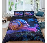 UNRXJZLVM 3D Printed Fantasy Snail Duvet Cover Microfiber Bedding Set Snail Bedroom Decor Soft Breathable for Adults Teens Single（140x200cm）