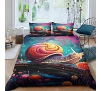 UNRXJZLVM 3D Printed Fantasy Snail Microfiber Duvet Cover Cosmic Bedroom Decor Snail Bedding Set Soft Gift Double（200x200cm）