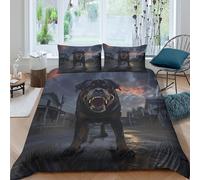 UNRXJZLVM 3D Printed Fierce Dog Duvet Cover Microfiber Bedroom Decor Fierce Dog Bedding Set Soft Breathable for Adults Teens Super king（260x220cm）