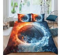 UNRXJZLVM 3D Printed Fire and Ice Pattern Duvet Cover Microfiber Bedroom Decor Flame Frost Bedding Set Soft Breathable for All Ages Super king（260x220cm）