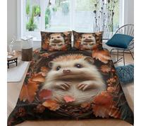 UNRXJZLVM 3D Printed Forest Hedgehog Microfiber Duvet Cover Soft All Season Bedding Set for Bedroom Home Decor Single（135x200cm）