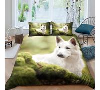 UNRXJZLVM 3D Printed Forest Wolf Dog Duvet Cover Microfiber Bedroom Decor Animal Bedding Set Soft Breathable for Adults King（220x240cm）