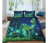 UNRXJZLVM 3D Printed Glow Dinosaur Duvet Cover Microfiber Bedding Decor Dinosaur Bedding Set Soft Breathable for Bedroom Single（135x200cm）
