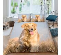UNRXJZLVM 3D Printed Golden Retriever Design Duvet Cover Microfiber Bedroom Decor Dog Bedding Set Soft Breathable for Adults Teens Super king（260x220cm）
