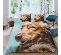 UNRXJZLVM 3D Printed Golden Retriever Duvet Cover Microfiber Soft Pet Bedding Set Breathable for Bedroom Decor Adults Teens Super king（260x220cm）