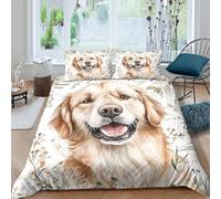 UNRXJZLVM 3D Printed Golden Retriever Microfiber Duvet Cover for Adults Teens Bedroom Decor Dog Bedding Set Soft Breathable Super king（260x220cm）