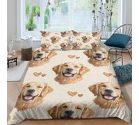 UNRXJZLVM 3D Printed Golden Retriever Pattern Duvet Cover Microfiber Soft Bedroom Decor Dog Bedding Set for Adults Teens Home Gift Single（140x200cm）