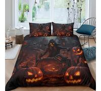 UNRXJZLVM 3D Printed Halloween Pumpkin Witch Duvet Cover Microfiber Bedroom Decor Spooky Halloween Bedding Set Soft All Season for Adults Teens Super king（260x220cm）