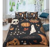UNRXJZLVM 3D Printed Halloween Theme Microfiber Duvet Cover Bedroom Decor Pumpkin Ghost Bedding Set for Adults Teens Soft Breathable Double（200x200cm）