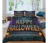 UNRXJZLVM 3D Printed Halloween Theme Microfiber Duvet Cover Set Spooky Bedroom Decor Halloween Bedding Set Soft Breathable for Adults Teens Single（135x200cm）