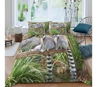 UNRXJZLVM 3D Printed Jungle Lemur Duvet Cover Microfiber Bedding Set Forest Animal Bedroom Decor Soft Breathable for Adults Super king（260x220cm）