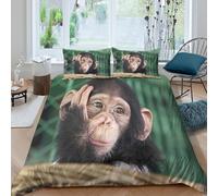 UNRXJZLVM 3D Printed Jungle Monkey Duvet Cover Microfiber Adult Bedroom Decor Forest Animal Bedding Set Soft Breathable Home Use Single（140x200cm）