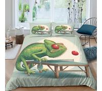 UNRXJZLVM 3D Printed Lively Chameleon Duvet Cover Microfiber Soft Bedroom Decor Animal Pattern Bedding Set for Adults Teens Gift Double（200x200cm）