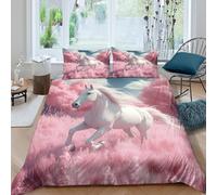 UNRXJZLVM 3D Printed Magical Unicorn Duvet Cover Microfiber Bedroom Decor Unicorn Bedding Set Soft Breathable for Adults Teens Single（135x200cm）
