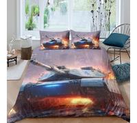 UNRXJZLVM 3D Printed Military Tank Duvet Cover Microfiber Bedroom Decor Tank Bedding Set Soft Breathable for Adults Teens King（220x240cm）