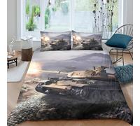 UNRXJZLVM 3D Printed Military Tank Duvet Cover Soft Microfiber Bedding Set Breathable Bedroom Decor for Adults Teens Single（135x200cm）