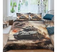 UNRXJZLVM 3D Printed Military Tank Microfiber Duvet Cover Modern Bedroom Decor Combat Bedding Set Soft Breathable for Teens Adults Single（140x200cm）