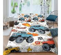 UNRXJZLVM 3D Printed Monster Truck Microfiber Duvet Cover Soft Skin-Friendly All Seasons Bedroom Decor Monster Truck Bedding Set for Adults Teens Home Double（200x200cm）