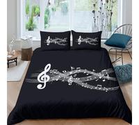 UNRXJZLVM 3D Printed Musical Note Microfiber Duvet Cover Bedroom Decor Symphony Bedding Set Soft Breathable for Adults Teens King（220x240cm）