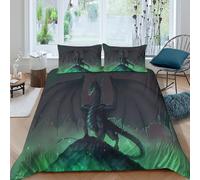 UNRXJZLVM 3D Printed Mysterious Dragon Duvet Cover Microfiber Bedding Set for Adults Fantasy Bedroom Decor Breathable Soft Double（200x200cm）